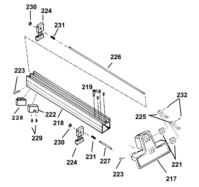 Rip Fence Service Parts exploded diagram