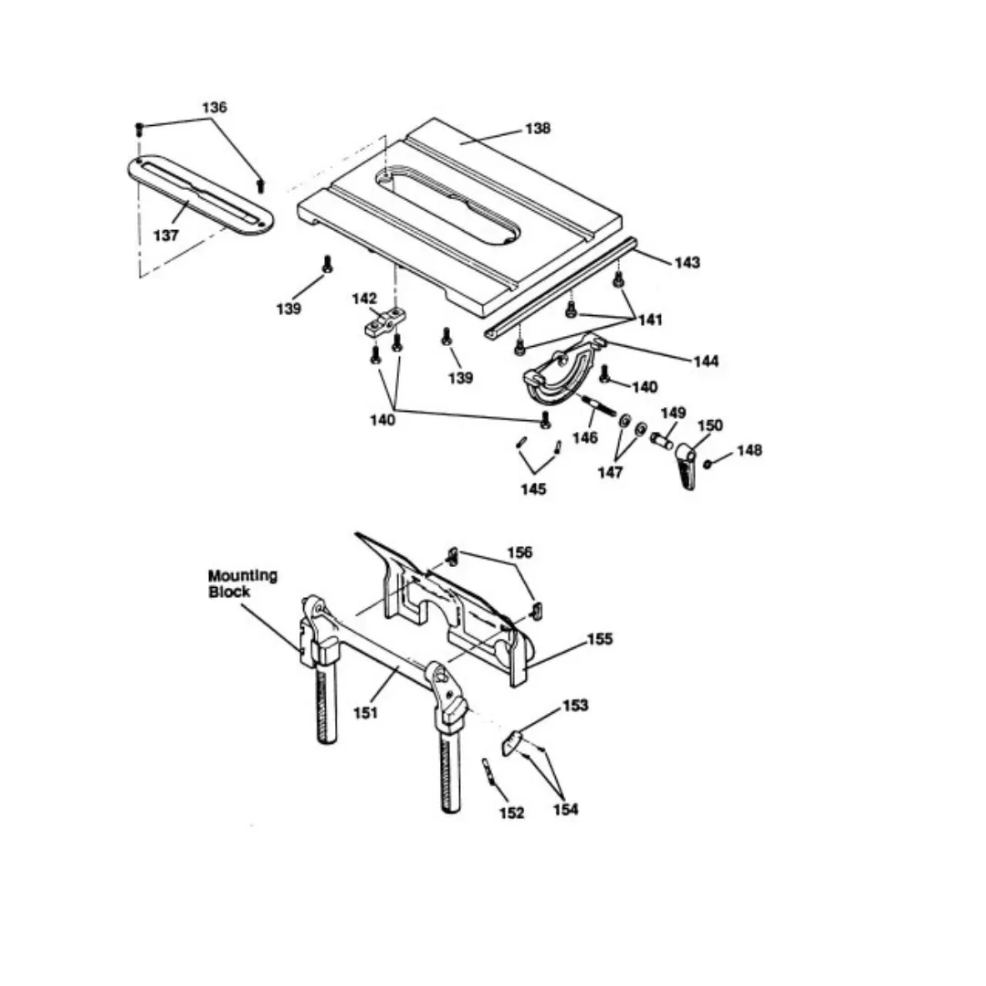 MARK V 500 Table Service Parts exploded diagram